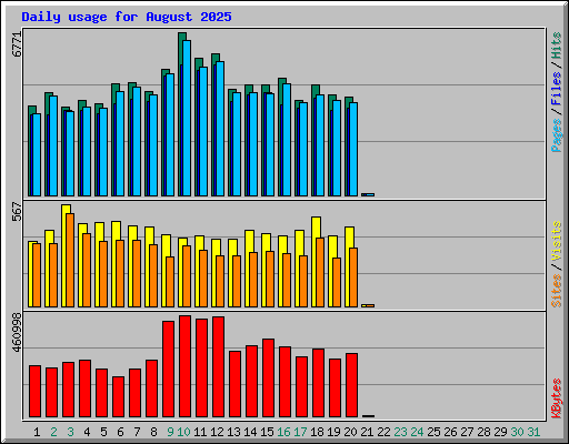 Daily usage for August 2025